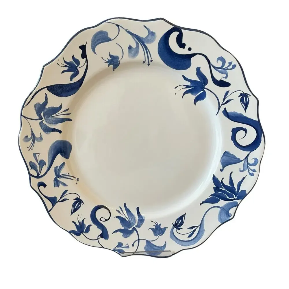 222 Fifth AYLA Blue Floral Porcelain 7in Cereal Bowls Set of 4 Spring Easter New